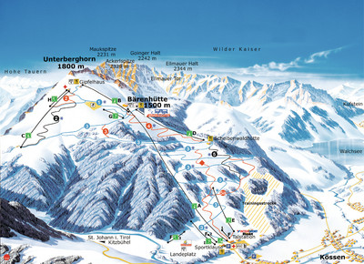 Kössen - mapa tras narciarskich
