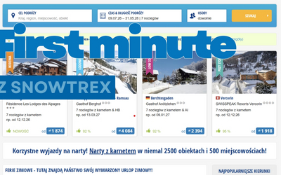 Reklama wyjazdów narciarskich Snowtrex.pl na portalu narty.pl