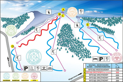 Piękna Góra - mapa tras narciarskich