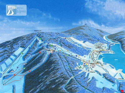 Skiareál Lipno Kramolín - mapa tras narciarskich