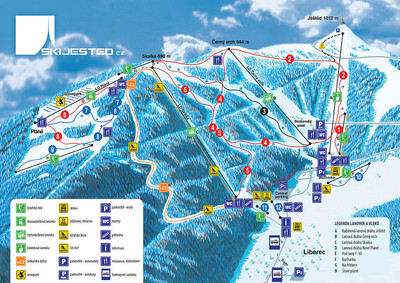 Ještěd - mapa tras narciarskich