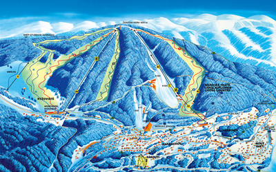 Kolej linowa Certova hora w Harrachowie mapa tras (źródło: harrachov.com)