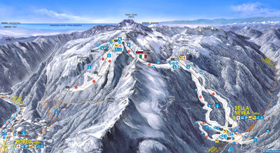 Sella Nevea-Bovec Kanin - mapa tras narciarskich