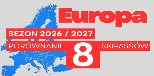 Schematyczna mapa Europy z napisem Porównanie 8 skipassów