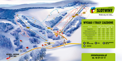 Mapa tras narciarskich Arena Słotwiny w Krynicy