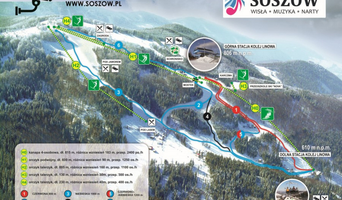 Soszów Wisła - mapa tras (źródło: soszow.pl) Soszów Wisła - mapa tras (źródło: soszow.pl)