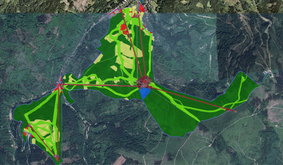 Projektowane wyciągi w Szczyrku (źródło: lanovky.sk)