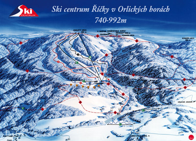 Říčky v Orlických horách - mapa tras narciarskich