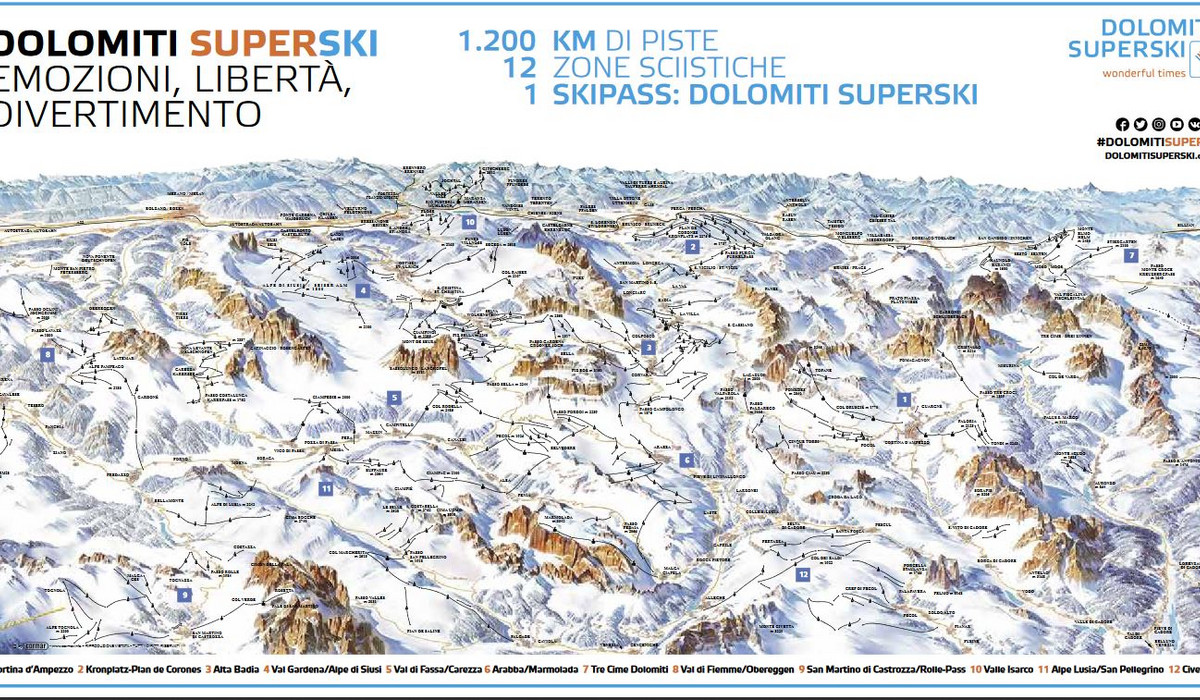 Mapa Dolomiti Superski