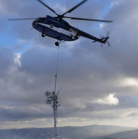 Helikopter stawia podpory