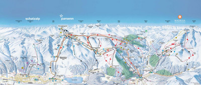 Davos - Klosters - mapa tras narciarskich (strona północna)