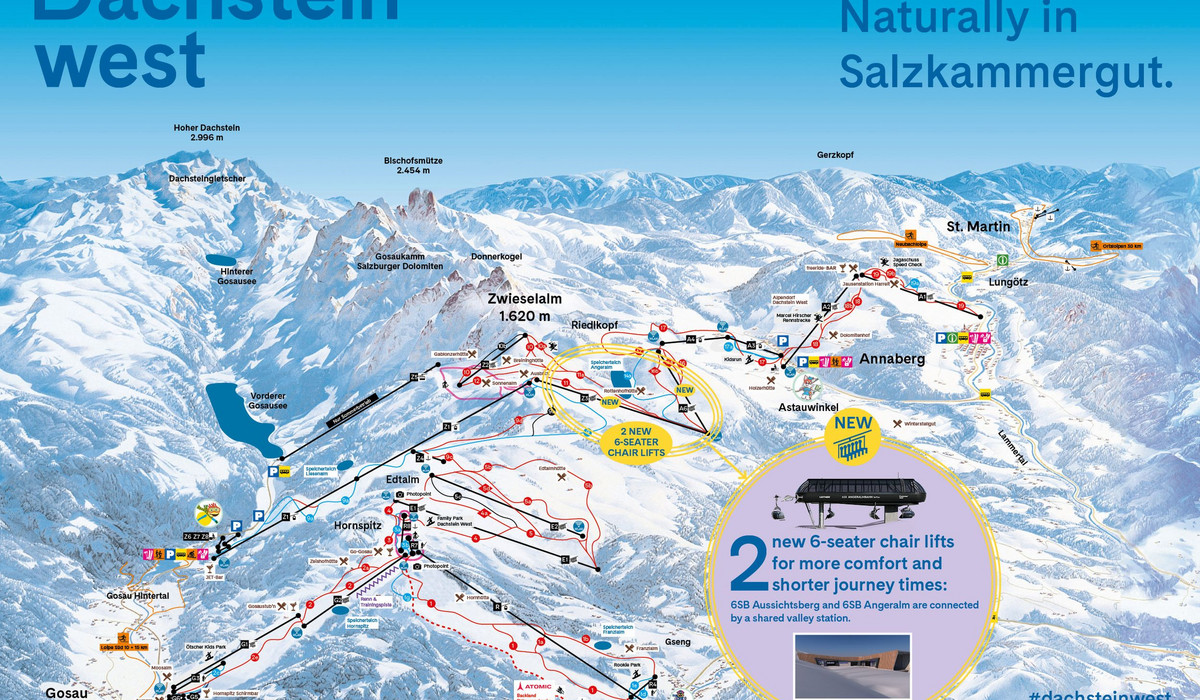 Mapa tras narciarskich Dachstein West Mapa tras narciarskich Dachstein West
