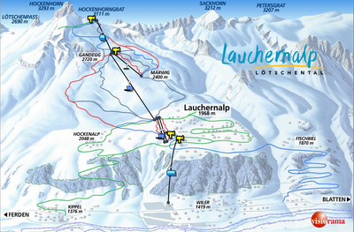 Lauchernalp - Lötschental - mapa tras narciarskich