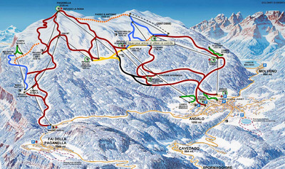 Andalo - Paganella - mapa tras narciarskich