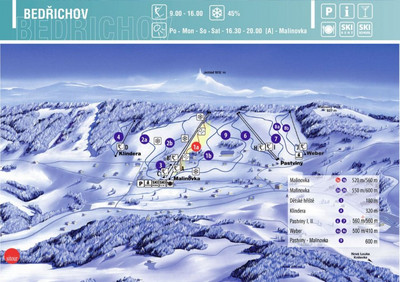 Bedřichov - mapa tras narciarskich