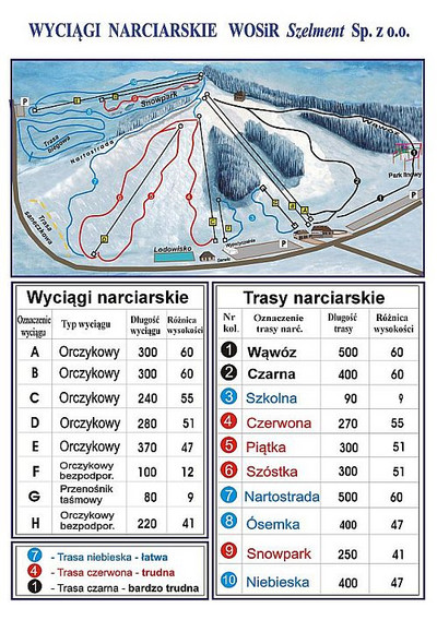 Szelment - mapa tras