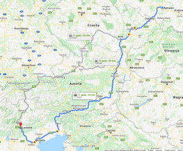 Trasa dojazdu do Alpe Cimbra z Katowic (źródło: google) Trasa dojazdu do Alpe Cimbra z Katowic (źródło: google)