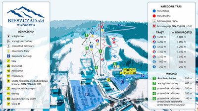 BIESZCZAD.ski Wańkowa plan ośrodka i  mapa tras narciarskich 2022/23