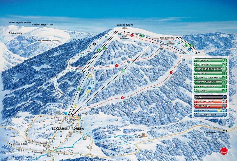 Mapa tras narciarskich Szrenica SkiArena