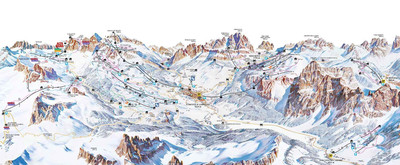 Cortina D`Ampezzo - mapa tras narciarskich