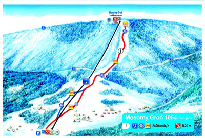 Zawoja Ski Mosorny Groń - mapa tras narciarskich