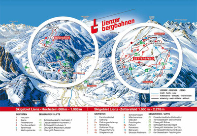 Lienzer Bergbahnen - mapa tras narciarskich