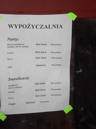 Cennik wypożyczalni