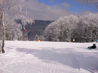 Rzyki - Czarny Gron -  stok za drzewami 3