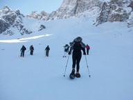 Dolomity wyprawa na rakietach śnieżnych - podejście męczy, ale warto dla widoków