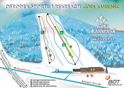 Góra Kamieńsk - mapa tras narciarskich