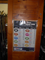 Cennik w wypożyczalni nart.