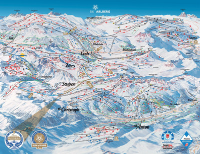 Lech - Zürs - mapa tras narciarskich