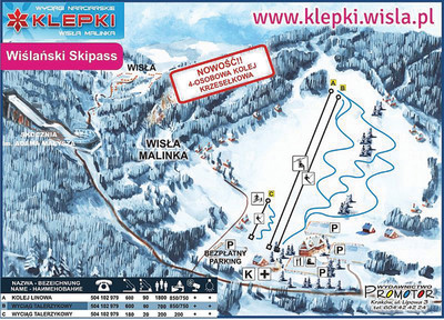 KLEPKI - Wisła Malinka - mapa tras narciarskich