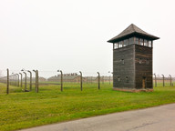 Pomnik Zagłady na tle obozu