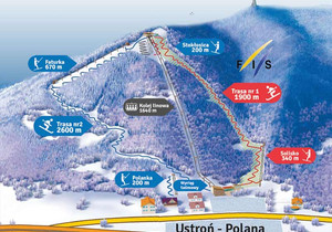 Mapa tras narciarskich Czantoria Ustroń