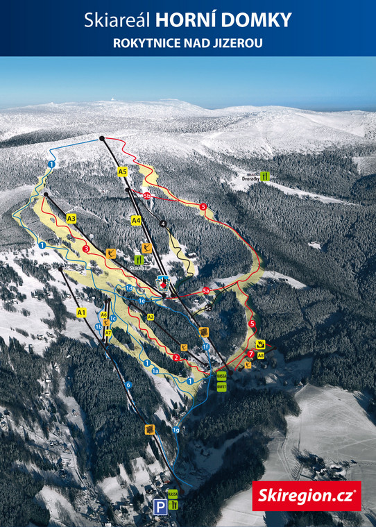 Mapa tras narciarskich Horní Domky w Rokytnice nad Jizerou