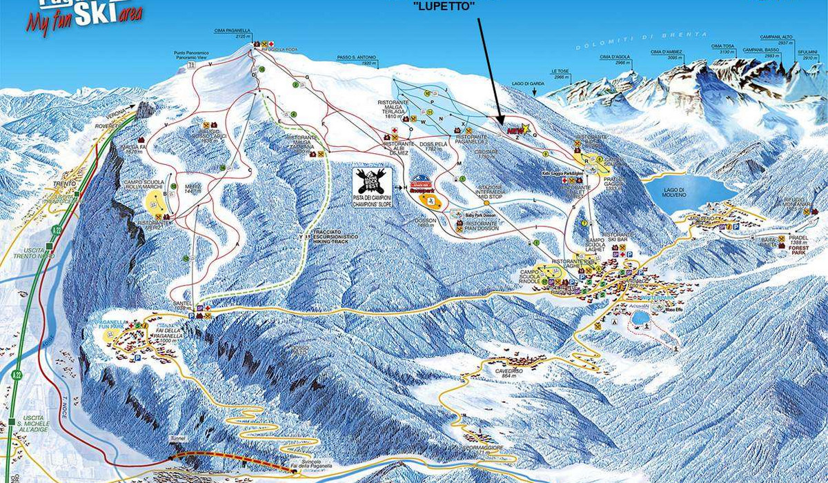 Nowa trasa Lupetto na Paganelli (Anddalo) (źródło: paganella.net)