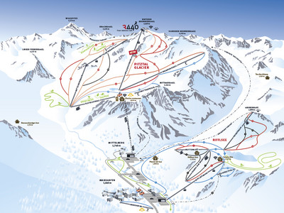 Pitztaler Gletscher - mapa tras narciarskich