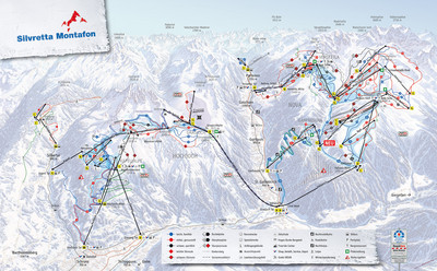 Silvretta Montafon - mapa tras narciarskich