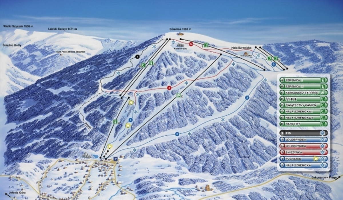 Mapa tras na Szrenicy