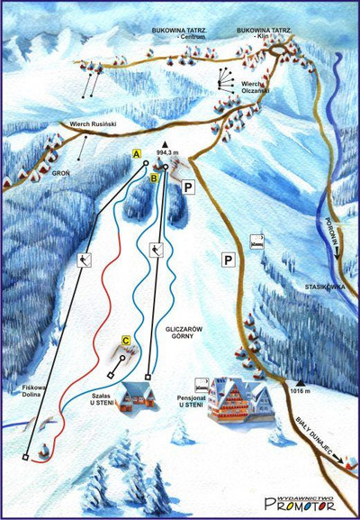 U Steni - mapa tras narciarskich (jpg) U Steni - mapa tras narciarskich