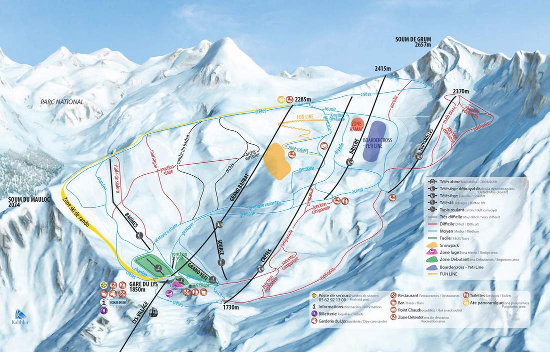 Mapa tras narciarskich Cirque du Lys Mapa tras narciarskich Cirque du Lys