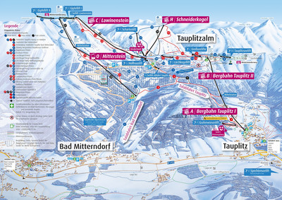 Tauplitz - Bad Mitterndorf - mapa tras narciarskich