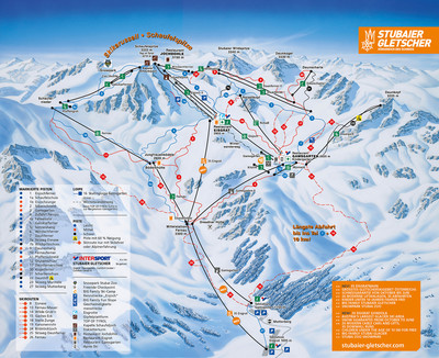 Stubaier Gletscher - mapa tras narciarskich