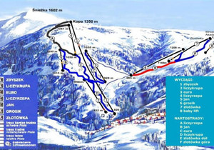 Kompleks narciarski Kopa - mapa tras narciarskich