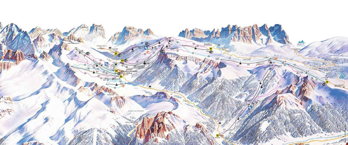 Trasy w Tre Valli - tanie skipasy z Dolomity Tour