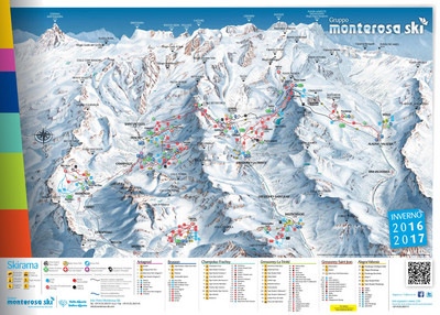 Monte Rosa - mapa tras narciarskich