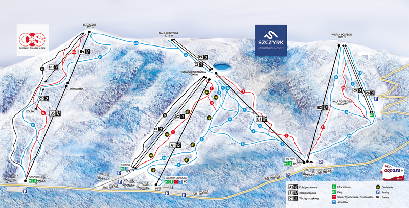 Szczyrk Mountain Resort - mapa tras narciarskich Szczyrk Mountain Resort - mapa tras narciarskich