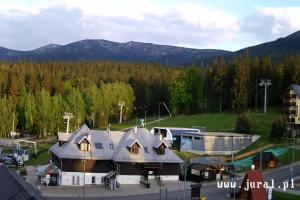 Szklarska Poręba Szrenica Ski Arena Widok na dolną stację wyciągu