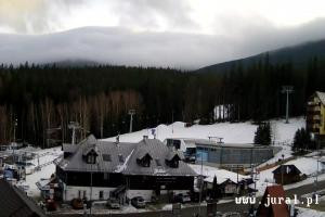 Szklarska Poręba Szrenica Ski Arena Widok na dolną stację wyciągu